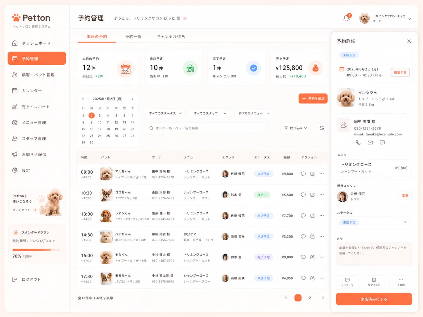 Pettonの管理画面